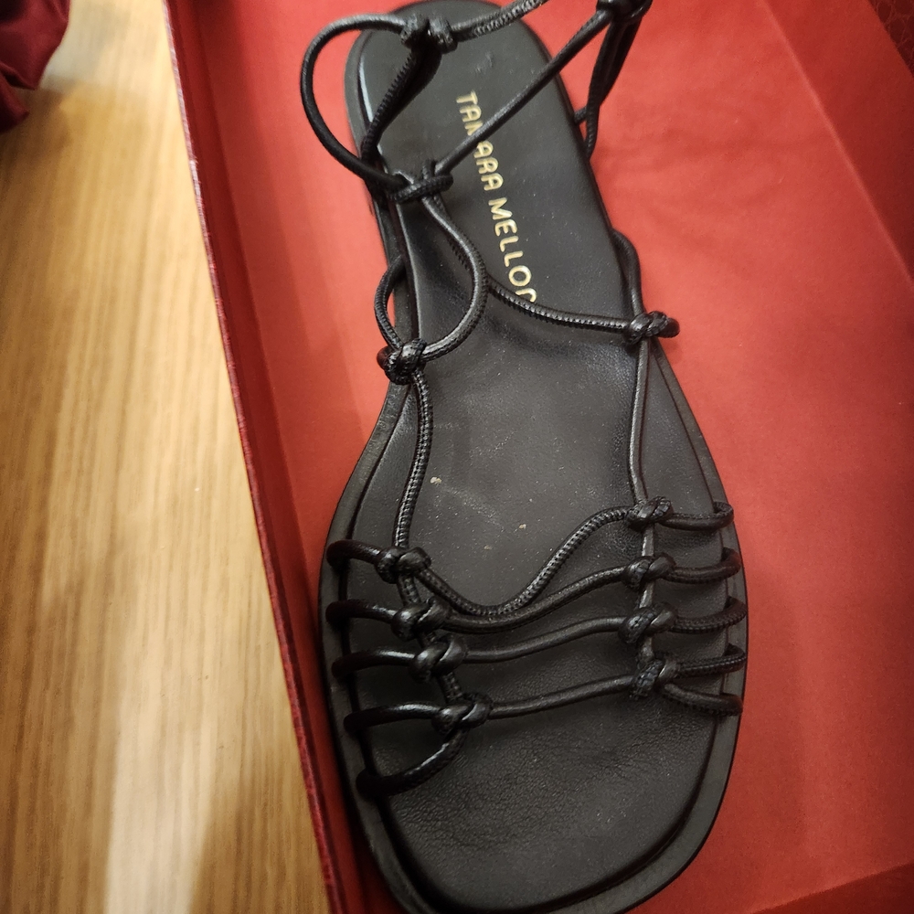 Tamara Mellon Elegant Black Lace-Up Sandals